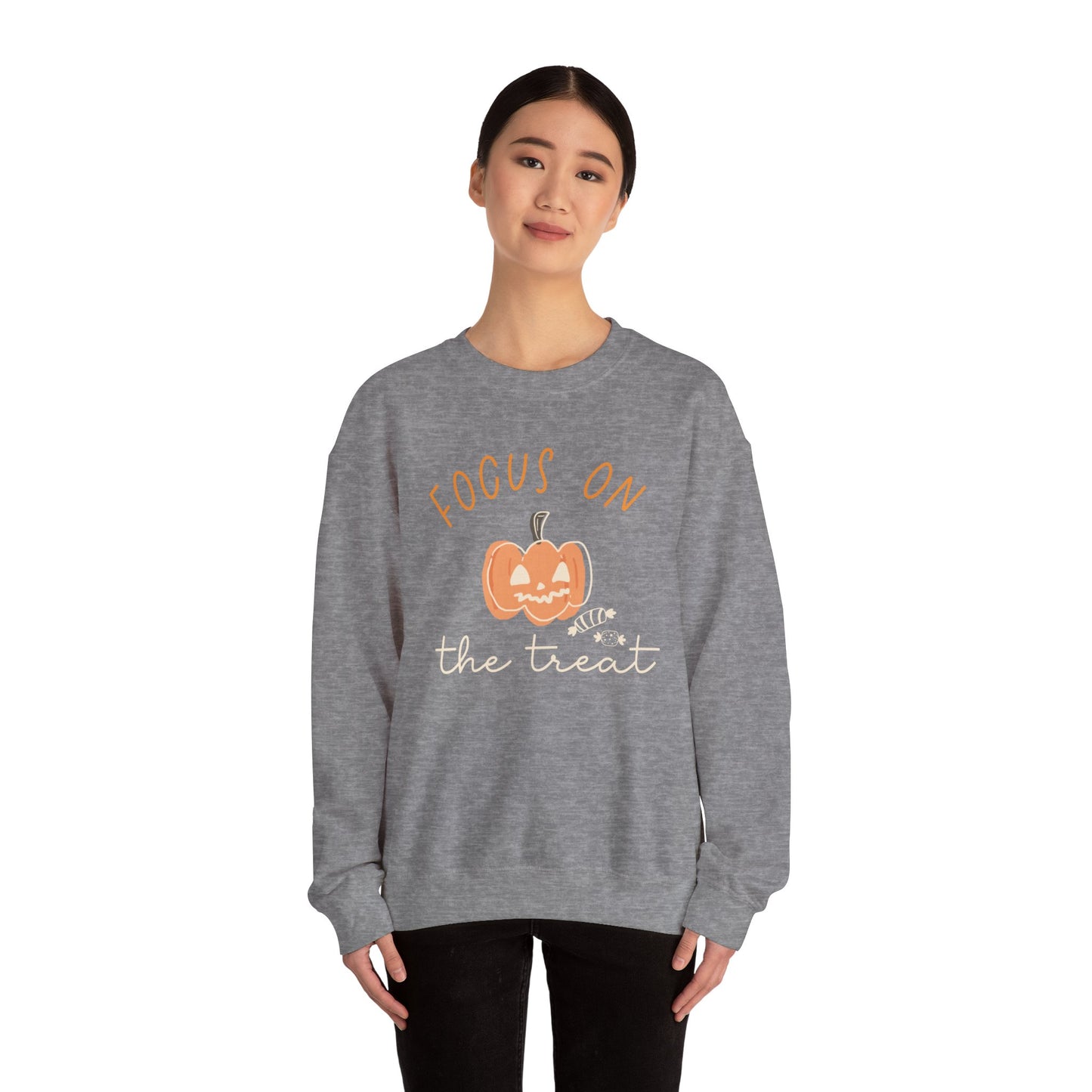 Pumpkin Treat Sweater Halloween Unisex Heavy Blend™ Crewneck Sweatshirt