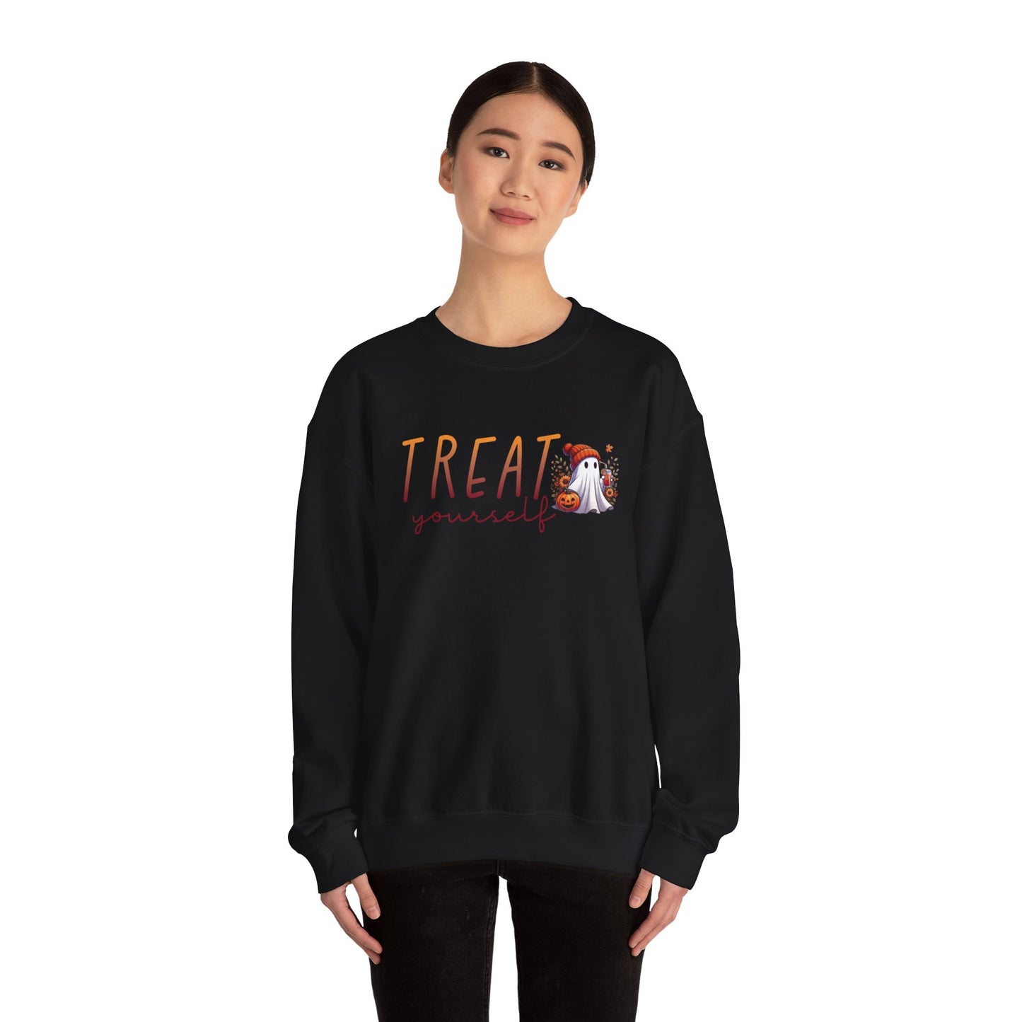 Halloween Ghostly Vibes Treat Yourself Unisex Heavy Blend™ Crewneck Sweatshirt