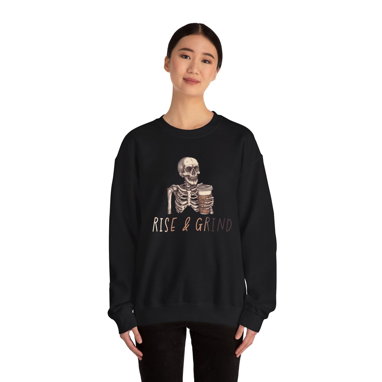 Spooky Skeleton Rise & Grind Halloween Unisex Heavy Blend™ Crewneck Sweatshirt